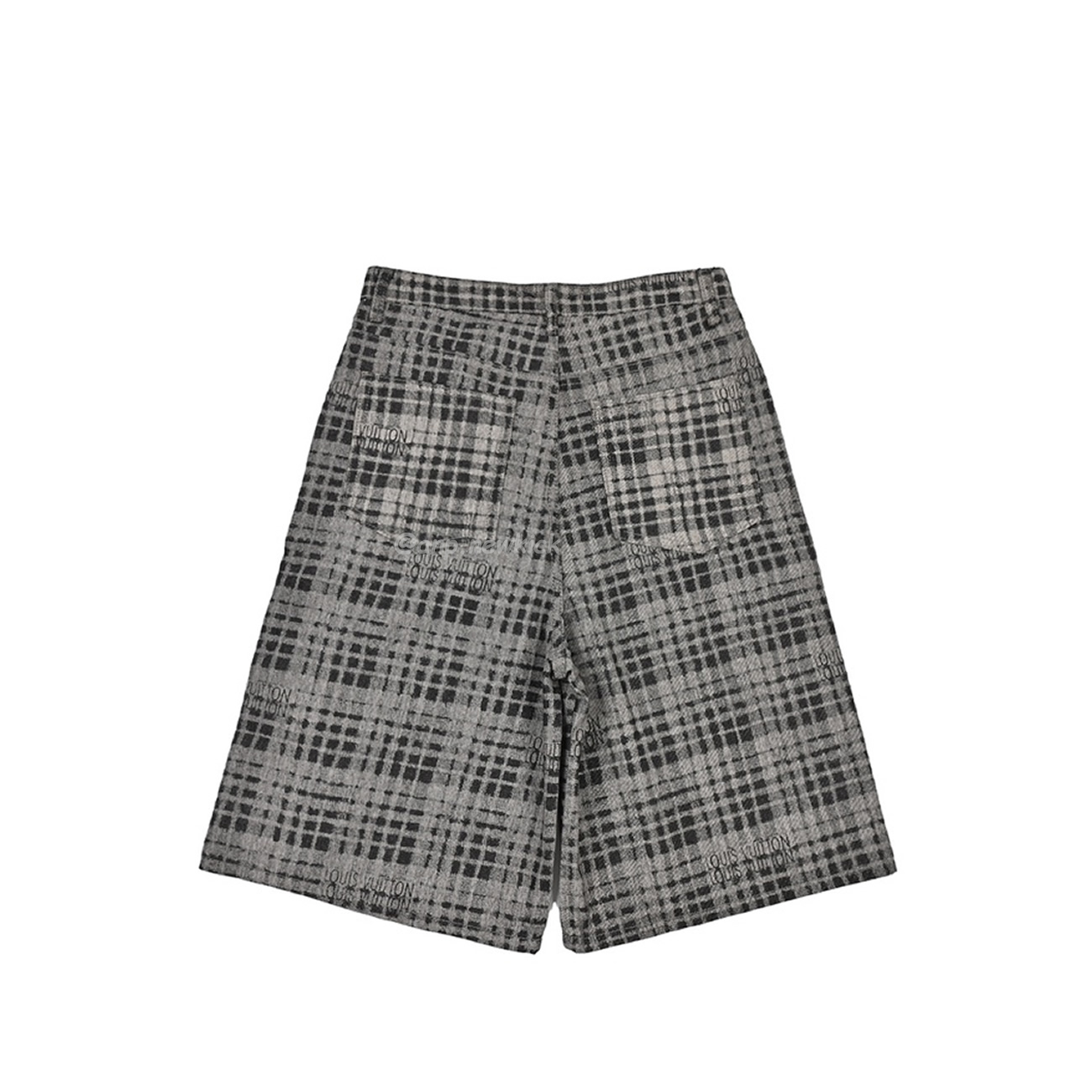 Louis Vuitton 1v 24ss Grey Checkerboard Printed Denim Shorts (5) - newkick.vip